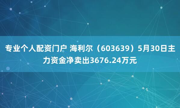 专业个人配资门户 海利尔（603639）5月30日主力资金净卖出3676.24万元