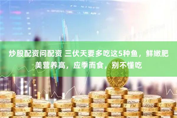 炒股配资问配资 三伏天要多吃这5种鱼，鲜嫩肥美营养高，应季而食，别不懂吃